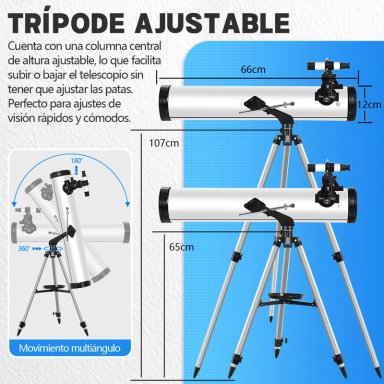 TELESCOPIO ASTRONOMICO PROFESIONAL REFLECTOR HD 35X-525X 70076 CON 125CM TRIPODE AJUSTABLE - 5