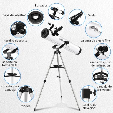 TELESCOPIO ASTRONOMICO PROFESIONAL REFLECTOR HD 35X-525X 70076 CON 125CM TRIPODE AJUSTABLE - 7