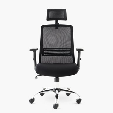 SILLA ESCRITORIO FORM OFFICE NEGRO CUBA ALTA BRAZO REG Y CABECERO - 1