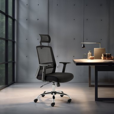 SILLA ESCRITORIO FORM OFFICE NEGRO CUBA ALTA BRAZO REG Y CABECERO - 2