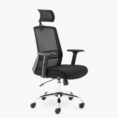 SILLA ESCRITORIO FORM OFFICE NEGRO CUBA ALTA BRAZO REG Y CABECERO - 3