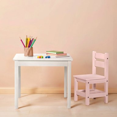 PACK INFANTIL FORM DESIGN 1 MESA 2 SILLAS OLIVIA BLANCO/ ROSADO MADERA - 2
