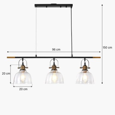 LAMPARA DE COLGAR MAE X3 VIDRIO FORM - 3