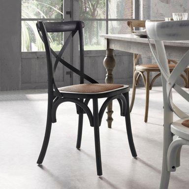 SILLA DE COMEDOR TRADITION MADERA RATTAN NEGRO FORM - 2