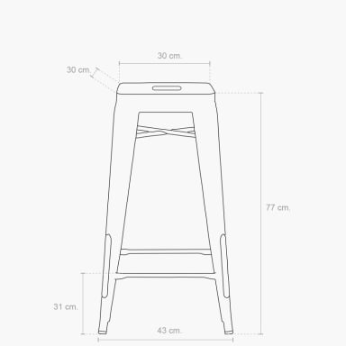 TABURETE FORM DESIGN METAL PLATEADO ALTO 77 TOLIX - 4