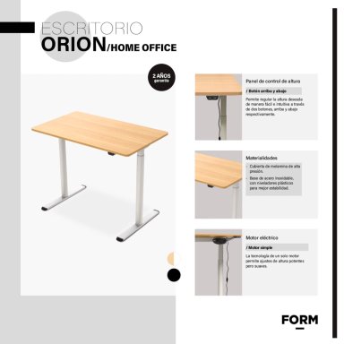 ESCRITORIO FORM DESIGN HOME OFFICE ORION ELÉCTRICO NATURAL ACERO - 7