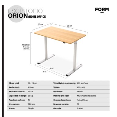 ESCRITORIO FORM DESIGN HOME OFFICE ORION ELÉCTRICO NEGRO ACERO - 6
