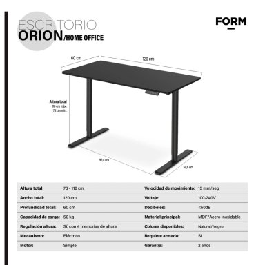 ESCRITORIO FORM DESIGN HOME OFFICE ORION ELÉCTRICO NEGRO ACERO - 7