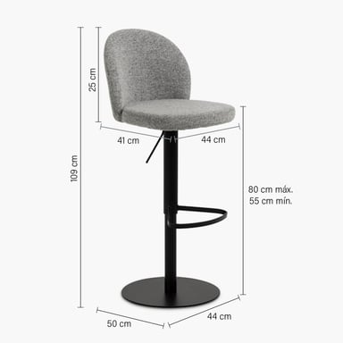 TABURETE TAPIZ PASCALE GRIS FORM - 8