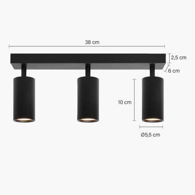 LAMPARA DE TECHO HARPER X3 NEGRO FORM - 8