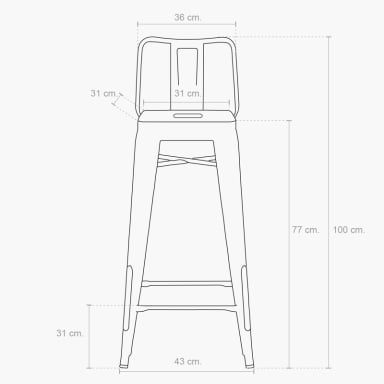 TABURETE ALTO 77 TOLIX C/RESP NEGRO FORM - 5