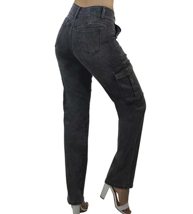 JEANS MUJER TENTATION GRIS BI CARGO TIRO ALTO - 2