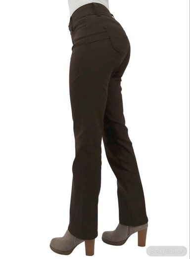 PANTALON ALGODÓN STRAIGHT FIT MUJER TENTATION CAFÉ GABARDINA RECTO - 2