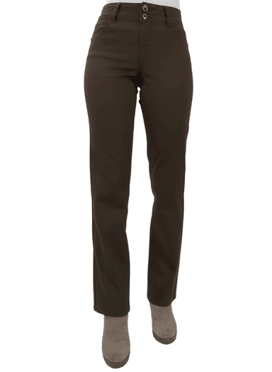 PANTALON ALGODÓN STRAIGHT FIT MUJER TENTATION CAFÉ GABARDINA RECTO - 3