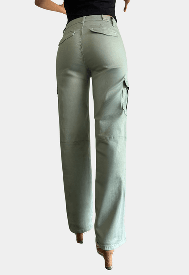 PANTALON CARGO ALGODÓN MOM MUJER TENTATION VERDE TIRO ALTO PUSH UP - 3