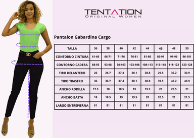PANTALON CARGO ALGODÓN MOM MUJER TENTATION VERDE TIRO ALTO PUSH UP - 4