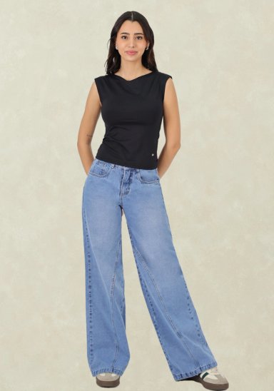 WIDE LEG CELESTE CORTE PIERNA - 1