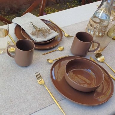 JUEGO DE LOZA 16 PIEZAS VAJILLA CERAMICA COFFEE - 3