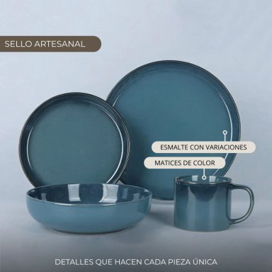 VAJILLA CERAMICA PORTOFINO 16 PIEZAS PARA 4 PERSONAS - 2