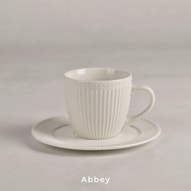 SET 6 TAZAS + 6 PLATOS TE  O CAFE  PORCELANA ABBEY 210 ML - 4