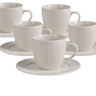 SET 6 TAZAS + 6 PLATOS TE  O CAFE  PORCELANA ABBEY 210 ML - 5