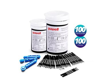 100 CINTAS TIRAS REACTIVAS 100 LANCETAS YUWELL 582 - 1