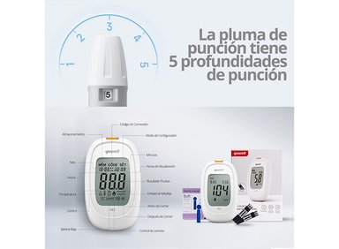 GLUCÓMETRO YUWELL 582 MEDIDOR GLUCOSA GLICEMIA 100 CINTAS 100 LANCETAS - 9