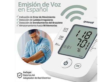 TOMA PRESIÓN DIGITAL DE BRAZO YUWELL YE660D CON VOZ + GLUCÓMETRO YUWELL 582 - 8