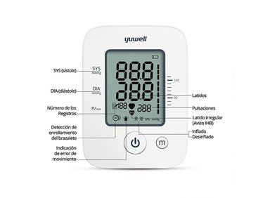 TOMA PRESIÓN DIGITAL DE BRAZO YUWELL YE660D CON VOZ + GLUCÓMETRO YUWELL 582 - 9