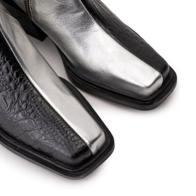 BOTIN CUERO HELA CAIMAN PLATA LANDAZURI - 6