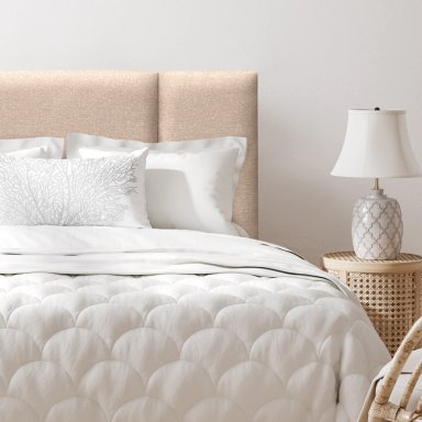 RESPALDO DE CAMA BLOCK LINO BEIGE - QUEEN - 1
