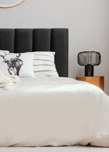 RESPALDO DE CAMA TUBULAR VERTICAL LINO GRAFITO - QUEEN - 1