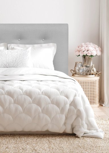 RESPALDO DE CAMA BOTONE  PREMIUM LINO GRIS PLATA - QUEEN - 1