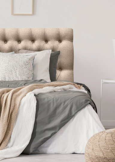 RESPALDO DE CAMA CAPITONE  PREMIUM LINO BEIGE - QUEEN - 1