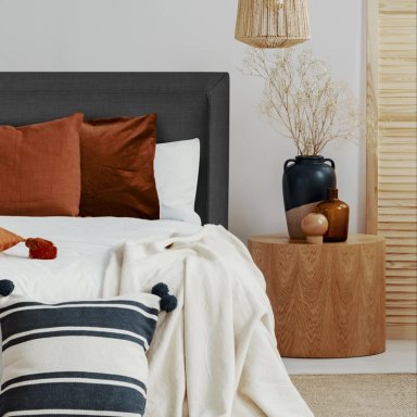 RESPALDO DE CAMA FLAT FRAME VIVO LINO GRAFITO - QUEEN - 1