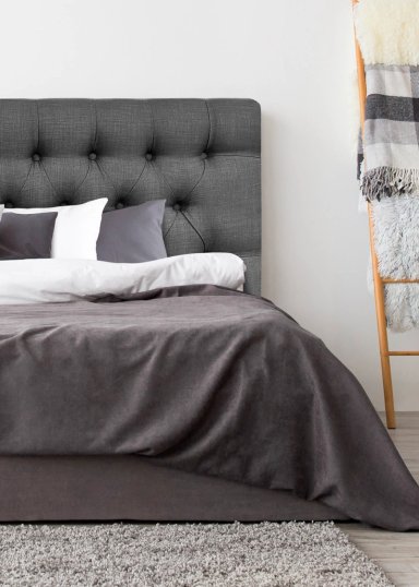 RESPALDO DE CAMA CAPITONE  PREMIUM LINO GRAFITO - QUEEN - 1