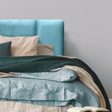 RESPALDO DE CAMA BLOCK FELPA TURQUESA - QUEEN - 1