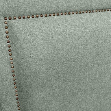 RESPALDO DE CAMA FLAT FRAME TACHAS LINO VERDE JEANS - QUEEN - 3