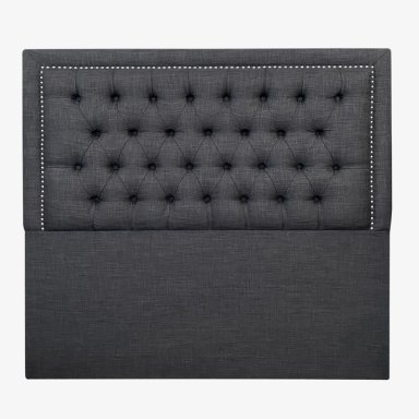 RESPALDO DE CAMA CAPITONE  FRAME TACHAS LINO GRAFITO - QUEEN - 2