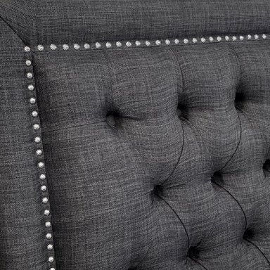 RESPALDO DE CAMA CAPITONE  FRAME TACHAS LINO GRAFITO - QUEEN - 3