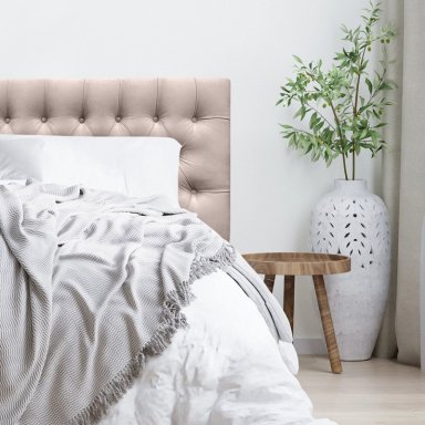 RESPALDO DE CAMA CAPITONE  PREMIUM FELPA BEIGE - QUEEN - 1