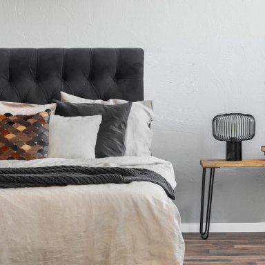 RESPALDO DE CAMA CAPITONE  PREMIUM FELPA NEGRO - QUEEN - 1