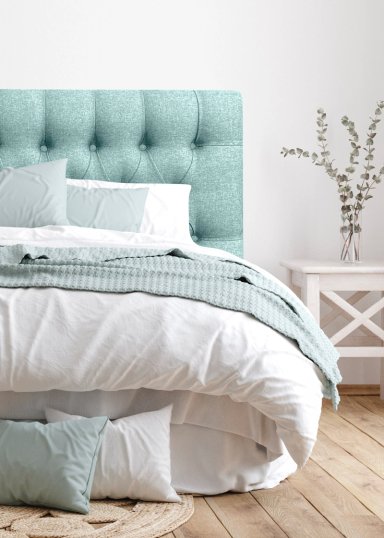 RESPALDO DE CAMA CAPITONE  PREMIUM LINO VERDE JEANS - QUEEN - 1