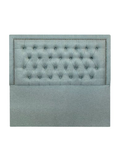 RESPALDO DE CAMA CAPITONE  FRAME TACHAS LINO VERDE JEANS - QUEEN - 2