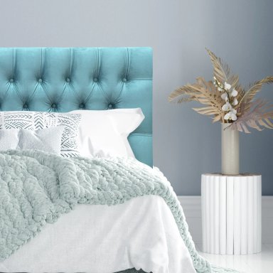 RESPALDO DE CAMA CAPITONE  PREMIUM FELPA TURQUESA - QUEEN - 1