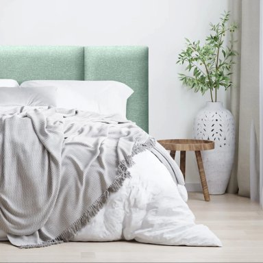 RESPALDO DE CAMA BLOCK LINO VERDE JEANS - QUEEN - 1
