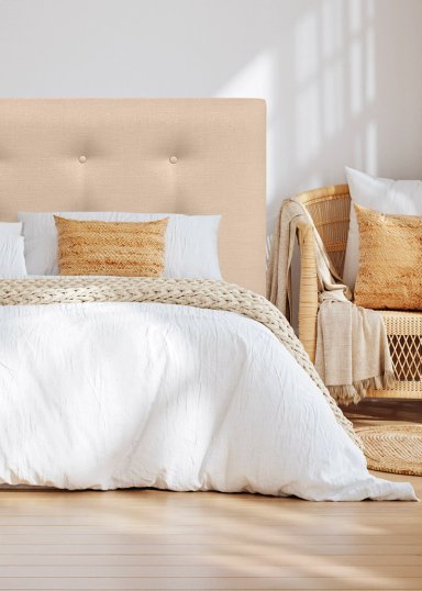 RESPALDO DE CAMA BOTONE  PREMIUM LINO BEIGE - QUEEN - 1