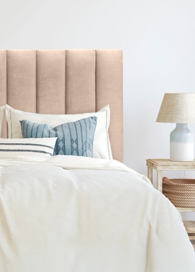 RESPALDO DE CAMA TUBULAR VERTICAL FELPA BEIGE - 2 PLAZAS - 1