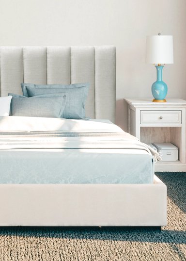 RESPALDO DE CAMA TUBULAR VERTICAL LINO CRUDO - QUEEN - 1