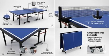 MESA DE PING PONG BASKO FITNESS PRO ACERO 152 CM X 274 CM FESIONAL - 2